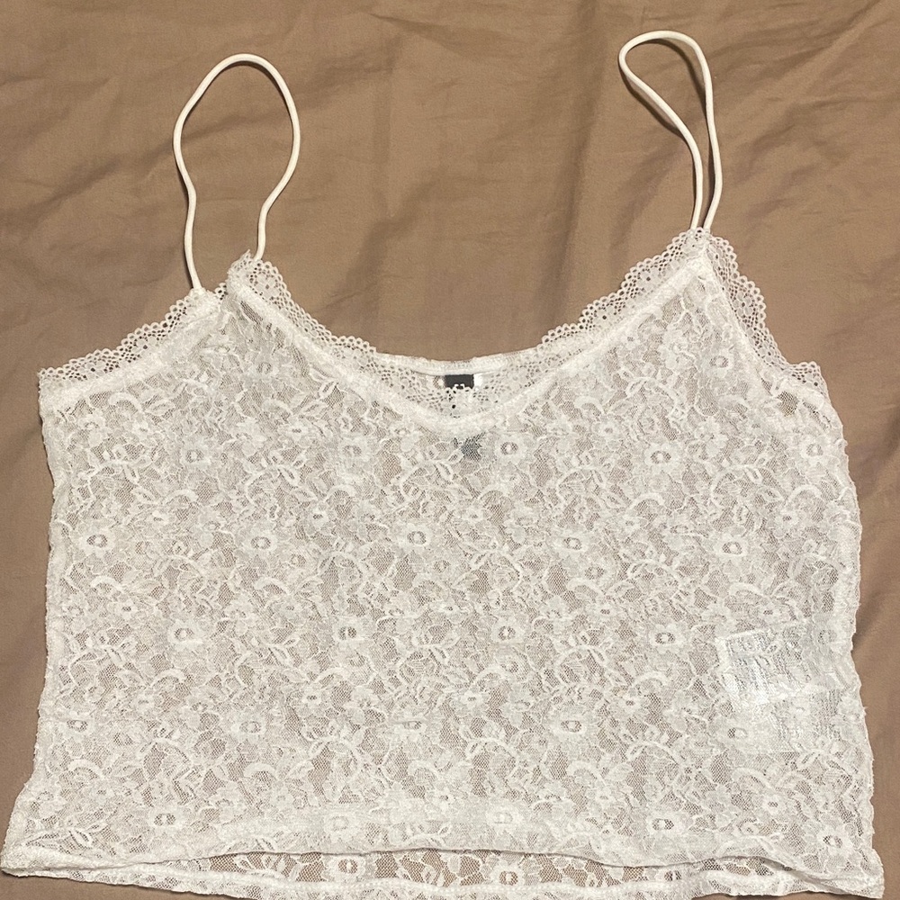 H&M White Lace Cami Tank Top - Women's Spaghetti Strap